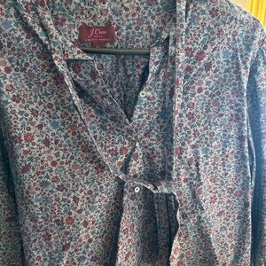 J. Crew Liberty Floral button up w bow